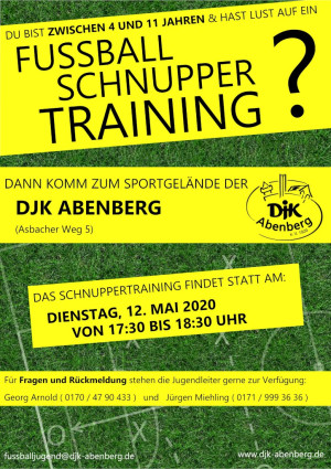 2020 05 12 Plakat Schnuppertraining
