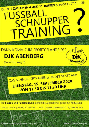 2020 09 15 Plakat Schnuppertraining