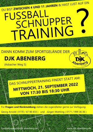 2022 09 21 Plakat Schnuppertraining